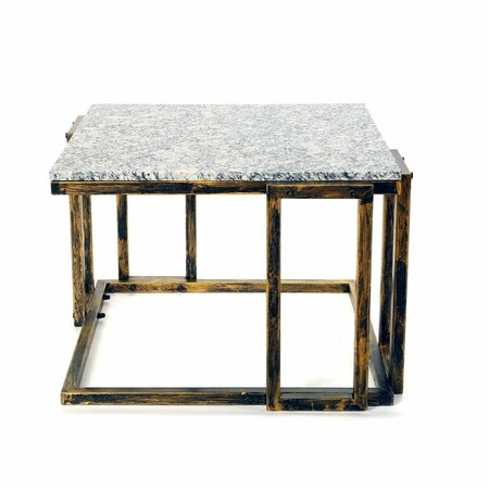 GREENGRASS 14.5 in. Granite Marble Black & Gold Plant Stand GR3116142